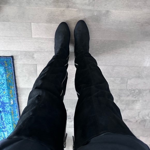 Steve Madden over the knee boots block heel almond, black synthetic suede 7,5 - Picture 7 of 8